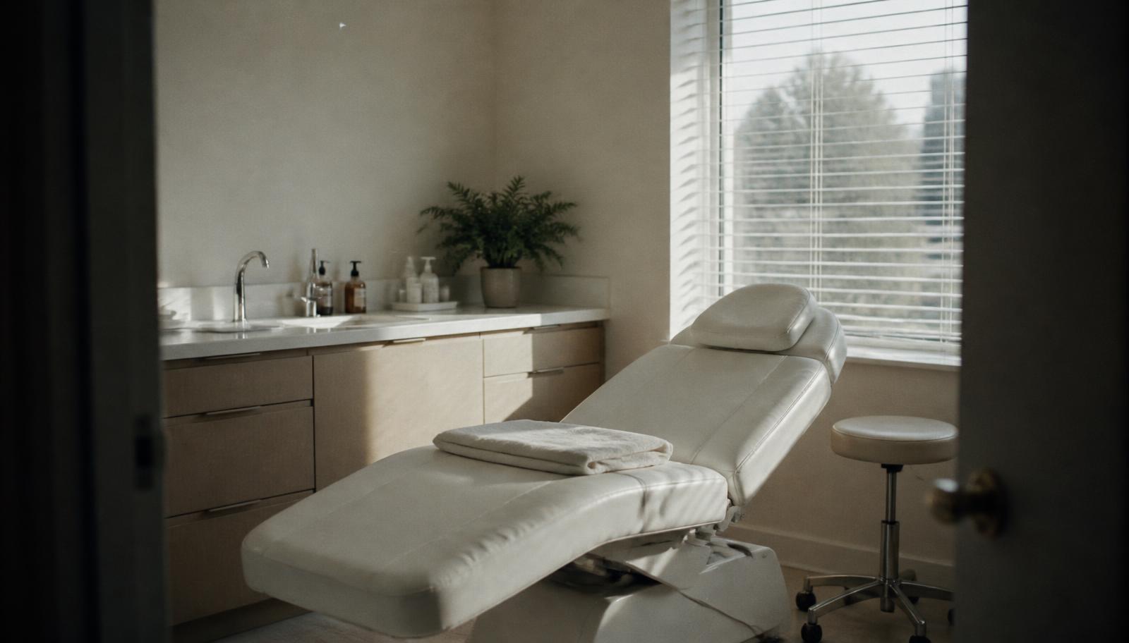 A treatment room prepared for the next scheduled consultation